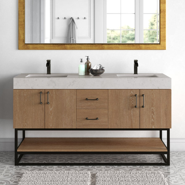 Wade Logan® Annice 60'' Double Bathroom Vanity with Stone Vanity Top